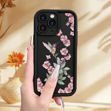 Funda de teléfono negra de bambú alto con flores rosas y patrones de pájaros, compatible con Galaxy S24 Ultra/S24 Plus/S24/S23 Ultra/S23 FE/A55/A54/A53/A52/A52S/A51/A50/A50S/A35/A34/A33/A32 - Multicolor - Ver 5