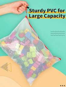 24/12/8/1pc A4 Zip Lock Bags, Mesh Document Wallet Document Folders Plastic Pockets Zipper File Wallet For School Office Homework Travel Storage Bags (Color Zipper),Back To School - Multicolor - View 6