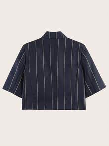 Women's Striped Casual Versatile Everyday Jacket Summer - Navy Blue - View 4
