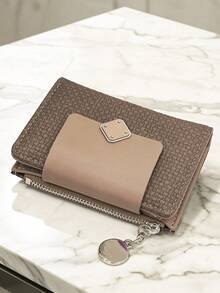 MINGYOU Fashionable Soft Textured Handheld Short Wallet Zipper Coin Purse - Chocolate Brown - View 6