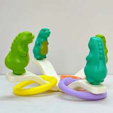 Happy Dinosaur Seesaw Toy Set, Includes 4 Dinosaurs + 4 Rings (Random Color) + 2 Bases, Cute Animal Ring Toss Toy For Kids, Early Education Intellectual Leisure Toy, Optimizes Children's Hand Flexibility, Fun Play To Relieve Fatigue, Suitable Gift For Festivals - Multicolor - View 1