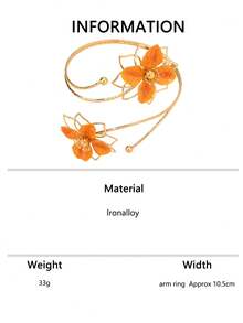 1 pièce Bague de cheville fleur orange, bracelet de cheville ajustable à double couche fleur orange exagérée style européen et américain, accessoire pour vacances et fêtes - Orange - Voir 5