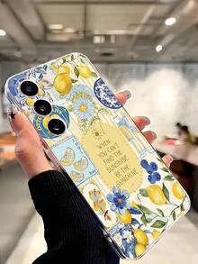 1件時尚條紋檸檬藍莓花卉高級柔軟手機保護殼，適用於 Honor、Galaxy A04e/12/A13/A14/A34/A50/A52/A53/A54/S21/S22/S23/S24/S25/S25Ultra/S25FE/S26/S26 PLUS/S26 ULTRA/S26 EDGE/6A/7A/8A/12T/13T/15T/15 TPRO - 無色 - 查看 6