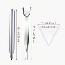 KLONKEE Craft Jewelry Bead & Rhinestone Scoop Set, White Jewelry Scoop Set, 2 Silver Tweezers, Craft Bead Tweezers With Spoon, Triangle Sorting Tray And Silver Handheld Tweezers With Scoop, Rhinestone Tray Set For Pearl & Gemstone Tools, Suitable For Small Bead, Gemstone, Crystal Jewelry Making, Bead Picking Tool Supplies - Multicolor - View 4