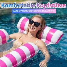 Adult Inflatable Pool Float Bed, Portable 4-In-1 (Hammock, Lounge Chair, Floating Device) 3-Tube Multi-Function Water Hammock Floating Bed, Suitable For Summer Pool Party, Lake Beach Summer Entertainment (Random Color Style Shipped) - Multicolor - View 2