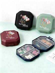 Pastillero portátil de 6 compartimentos, caja de almacenamiento de cápsulas, pastillero de viaje, mini pastillero con patrones de cápsula, tableta, letra y frasco de pastillas, kit de primeros auxilios, bolsa médica, accesorio de viaje, esencial para dormitorio - Multicolor - Ver 3
