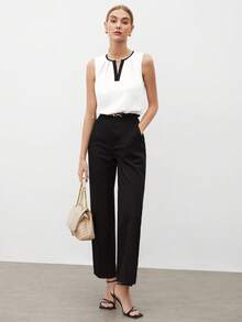 MARILYN MONNA New Elegant And Romantic Women's Blouse With A Chic Urban Style. Versatile For Office Wear, Suitable For Wedding Guests. Off-The-Shoulder Black Block Blouse. - 白 色 - 查看 9