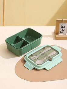 Scatola per il pranzo a tenuta stagna, Bento Box a 3 scomparti, Scatola per il pranzo per adulti, Microonde, Con cucchiaio e forchetta, Capacità elevata, Conservazione della freschezza, Anti-polvere, Con coperchio a scorrimento quadrato, Contenitore per il pranzo riutilizzabile a tenuta stagna, Scatola per pasti portatile adatta per lavoro o scuola - Multicolore - Visualizzare 13