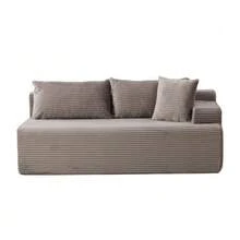 Modular Compression Sofa In Chenille Fabric, Filled With 30D High-Resilience Foam. Easy To Move And Featuring A Non-Slip Base, It Is Ideal For Living Rooms And Other Spaces. Ivory Color. - 灰色 - 查看 1