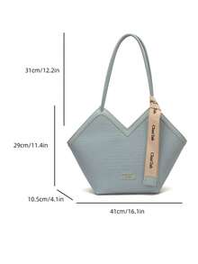 Tas Selempang Leher V Bergaya Vintage Prancis, PU Biru dengan Dekorasi Pita Acak, Tas Jinjing Kapasitas Besar, Tas Komuter Serbaguna Sepanjang Musim untuk Pekerja Kantoran, Tas Bahu Ringan untuk Penggunaan Sehari-hari - Biru - View 6