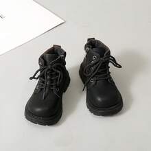 1 Pair Baby Fashion Boots, Soft Breathable Fabric, Lightweight Shock-Absorbing Non-Slip Sole, Caring For Baby's Little Feet. Multiple Colors Available, Suitable For Running And Jumping, Essential For Cute Babies! - Black - View 4