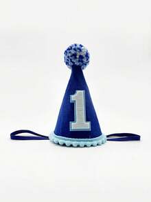 1pc Flat-Lay Birthday Party Pom Pom Hat, Solid Color Daisy Small Hat, Suitable For Birthday Party, Photo Prop, Party Hat - 1 YEAR - View 8