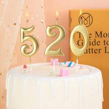 創意數字生日蛋糕蠟燭裝飾，適合生日派對 - 金色 - 查看 3