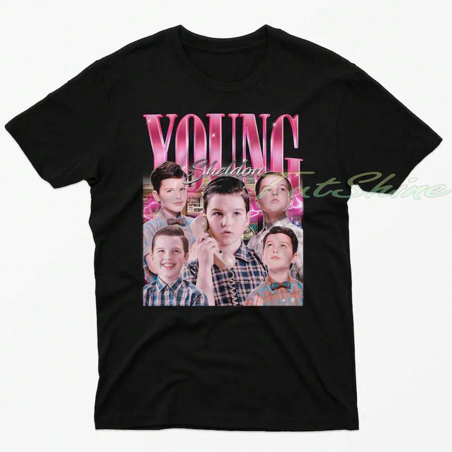 Vintage Style Young Sheldon T-Shirt, 90s Retro Fan Tee,100% Cotton Algodón Transpirable,Ideal Para El Estilo Casual Y ,Oversize T-Shirt - Black - View 1