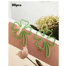 10/30 piezas Nuevos y creativos marcapáginas de metal verde con forma de trébol de cuatro hojas, clips de papel novedosos, lindos y de la suerte para estudiantes - A - Ver 3