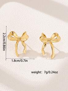 1 Pair Versatile Vintage Bow Stud Earrings - Golden - View 2