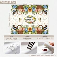 1pc Pastoral Floral Butterfly Pattern Tablecloth, Waterproof Stain-Resistant Dining Table Decor Cloth, Suitable For Kitchen, Dining Table, Coffee Table, TV Cabinet, Entryway, Party Holiday Decoration, Home Decor - Multicolor - View 10