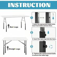 4-Pack Adjustable Folding Table Extension, Heavy-Duty Steel Square Furniture Risers With 5-Levels Height Settings (4" To 12"), Anti-Wobble Non-Slip Table Leg Extenders - 5檔可調式高度 - 查看 6
