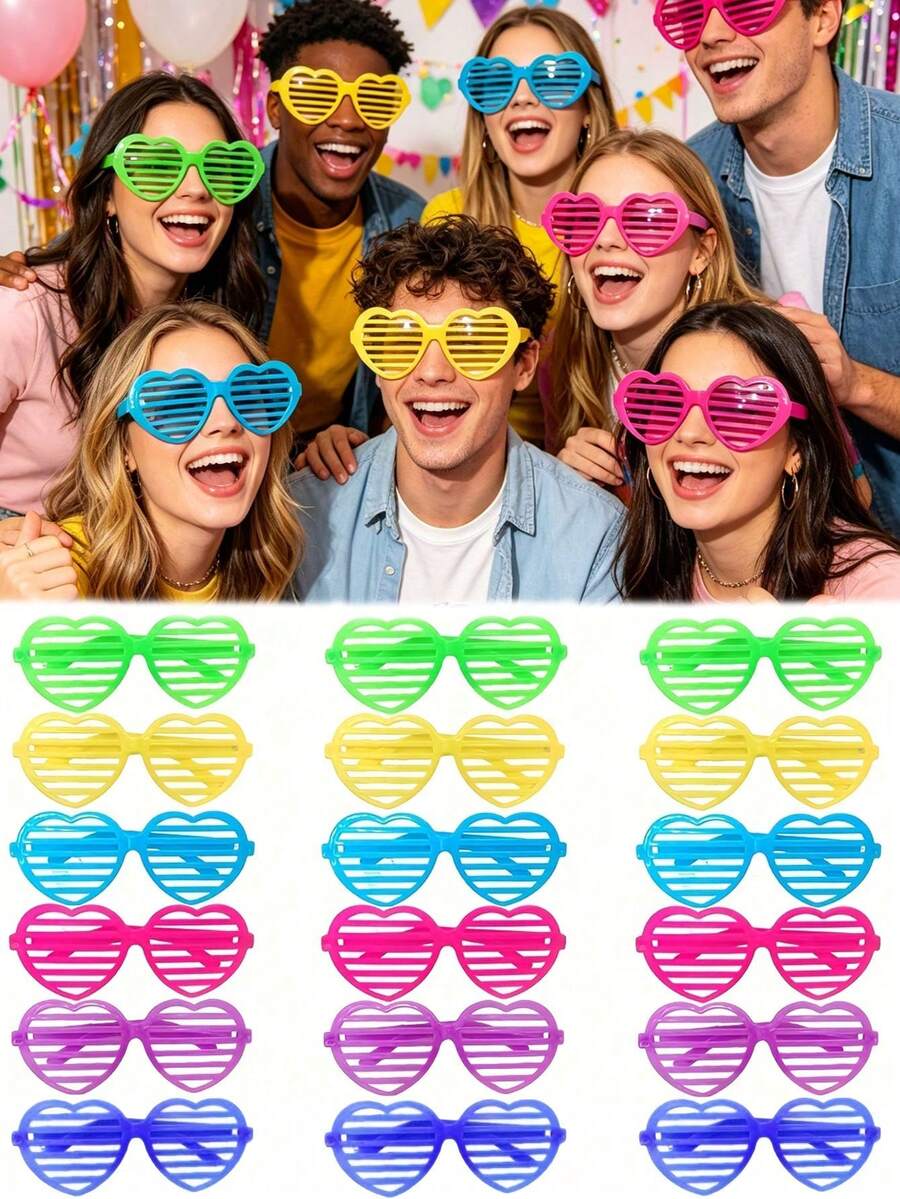 16 Pairs Neon Retro Fashion Glasses, Vintage Party Decorations, Photography Props, No Power Required, Vibrant Colors, Suitable For Theme Events And Costume Accessories, Party Supplies, Costume Glasses, Fun Glasses Design, Cute Design, Lightweight Frame, Decorative Glasses, Event Planning - A - View 1