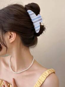 1件大號甜美花卉印花髮夾，復古極簡高級髮飾，適合後髮、海灘度假髮夾 - 彩色 - 查看 3