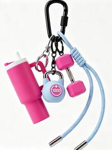 [Original Handmade] High-Value Mini Water Bottle Keychain, Braided Rope Keychain/Wrist Accessory, 3D Earphone Accessory, Car Key Anti-Loss Chain, Exquisite Girls Earphone Decoration, Women's Summer Charm Bag Pendant, Beach Holiday Essential, Laptop Bag Decor, Lunch Bag Decor - Multicolor - View 7