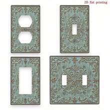 1pc 2D Flat Printed Floral Pattern Border Design Decorative Outlet Cover, Unique Light Switch Plate, Affordable And Easy To Clean, Perfect For Home And Office Decor, 2D Flat Printing Compatible With Single/Double Toggle, Outlet, Switches, Rectangular/Round, No Battery Required, Wall Decor, Wireless, Fits Standard Switches, Light Switch Cover Decoration, Wall Decor For Bathroom/Bedroom/Living Room/Kitchen, Includes Screw Accessories - one-size - View 2