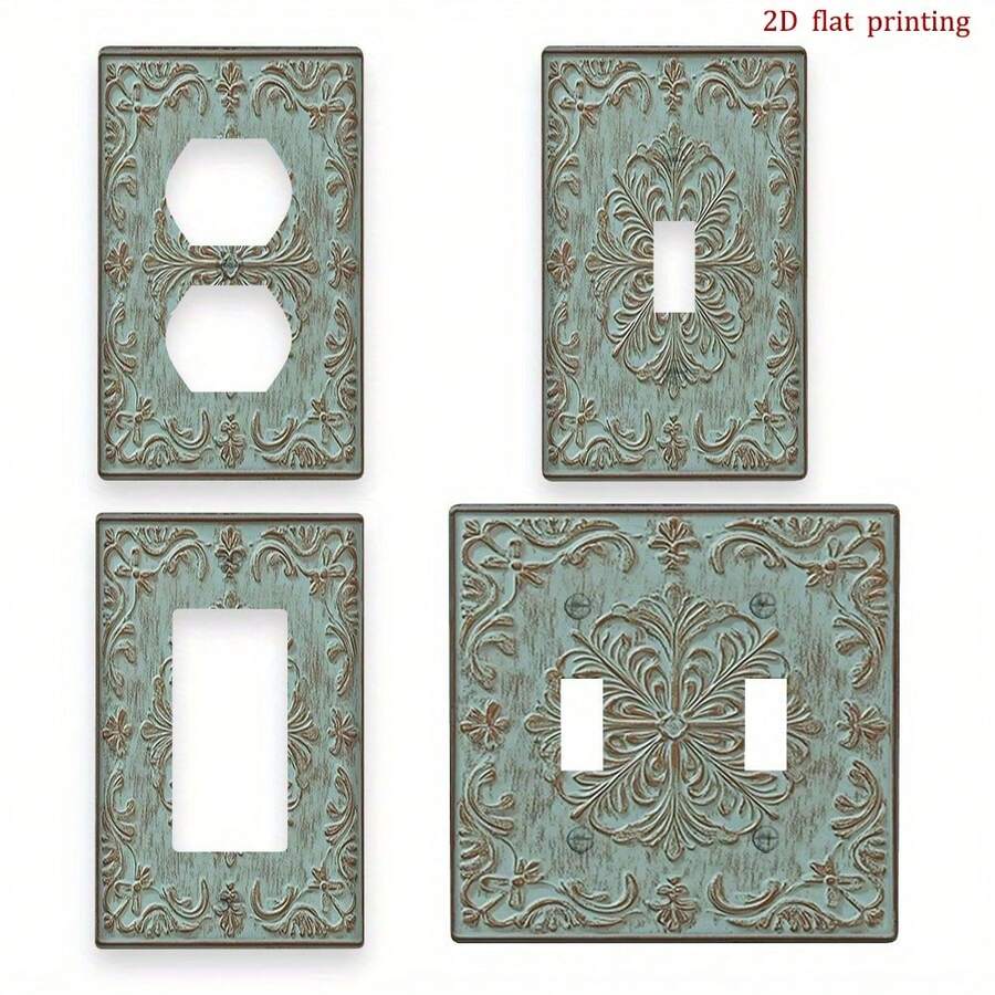 1pc 2D Flat Printed Floral Pattern Border Design Decorative Outlet Cover, Unique Light Switch Plate, Affordable And Easy To Clean, Perfect For Home And Office Decor, 2D Flat Printing Compatible With Single/Double Toggle, Outlet, Switches, Rectangular/Round, No Battery Required, Wall Decor, Wireless, Fits Standard Switches, Light Switch Cover Decoration, Wall Decor For Bathroom/Bedroom/Living Room/Kitchen, Includes Screw Accessories