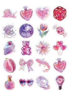 50 piezas de pegatinas holográficas en tonos pastel, calcomanías de dibujos animados, adecuadas para scrapbooking, portátil, equipaje, guitarra, botella de agua, funda de teléfono, manualidades, útiles escolares y vuelta al colegio - Fresco y limpio - Ver 9