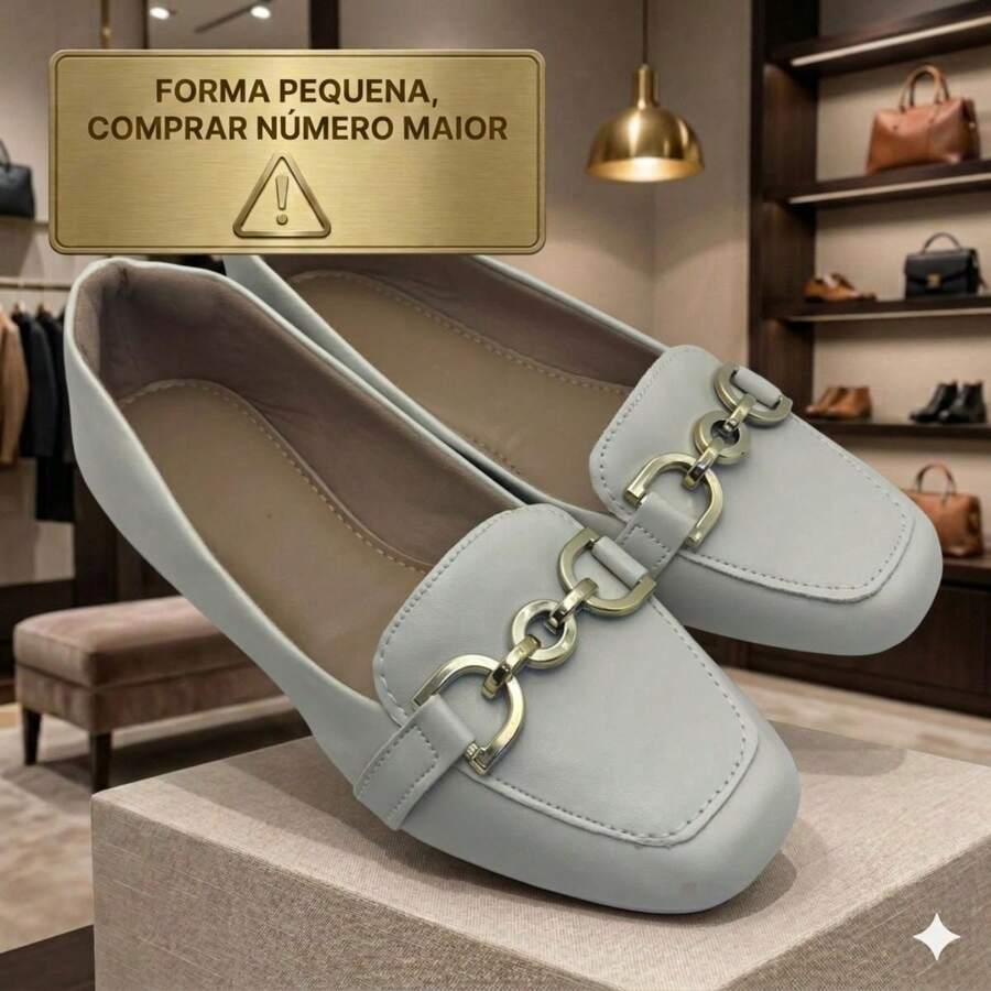 Women's Comfortable Square Toe Loafer With Elegant Embellishment - Premium Line - White OFF - View 1