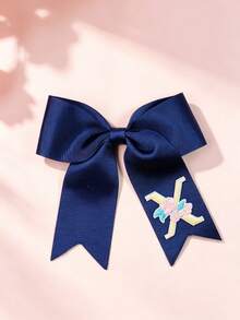 1個青少年個性化刺繡字母 26A-Z 海軍藍克羅地髮夾髮飾，蝴蝶結髮夾，適合派對和節日 - 彩色 - 查看 29
