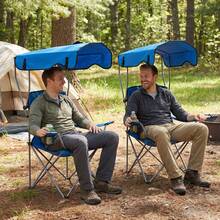 Portable Folding Camping Chairs With Canopy Shade, Fishing Chair With Sun Shade Canopy, Beach Chair For Adults, Durable Weather Resistant 600D Oxford Cloth, Camping Chair With Canopy For Outdoors - Blue - View 2