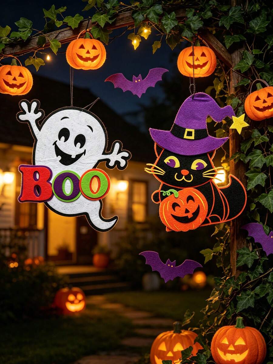 16pcs/Set Halloween Felt Ornaments And Decorations, Party Door And Window Wall Decorations, Patio Decorations, Festive Decorations, And Holiday Atmosphere Items. - A - View 1