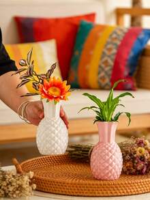 1pc Pineapple Shaped Ceramic Vase, Exquisite Craftsmanship, Suitable For Fresh Flower Arrangement. Elegant Decor, Perfect For Garden Table, Dining Room, Study And Office Decoration, Ideal For Holidays And Various Parties. - Vase - View 5