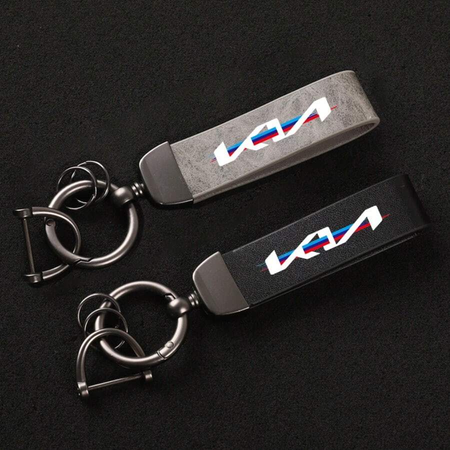 1PC Keychain PU Leather Key Holder Emblem For KIA Accessories - Multicolor - View 1
