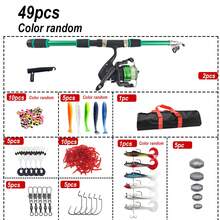 Sea Rod Road Asia Fishing Rod Full Set, 54pcs Fishing Lure Set, Hard And Soft Lure Combination Fishing Reel Telescopic Fishing Rod Beginner Starter Kit, Suitable For All Water Layers, Can Be Used In Freshwater And Saltwater, Fishing Gift For Men - Set Of Twelve - View 3