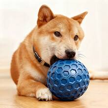 1 pieza Juguete de pelota chillona resistente y duradera para perros, disponible en 2 tamaños, hecho de goma súper resistente, juguete interactivo grande con mecanismo de chillido único y función de alimentación - Azul - Ver 10