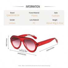 1pc Oversized Sports Fashion Glasses,Personality Street Style Fashion Eyewear,Y2k Fashion Glasses For Women - 紅色 - 查看 10