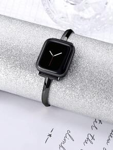 MAPUCE 1件不鏽鋼手錶錶帶，相容於 38mm 40mm 41mm 42mm 44mm 45mm 46mm 49mm SE S10 9 8 7 6 5 4 3 2 1 系列，纖細百搭手鍊，適合男女適用 - 黑色 - 查看 2