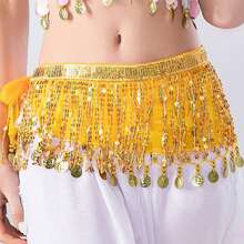 1pc Belly Dance Tassel Waist Chain - Bohemian Style Hip Scarf Skirt, Chiffon Mini Skirt With Shiny Waist Chain, Suitable For Carnival, Festival, Party, Nightclub And Beach Exotic Outfit - Multicolor - View 10
