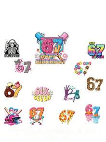 1 Set Cake Decoration Toppers + Birthday Party Decoration Banner, 67 Theme Party Home Decor, Outdoor Dining Decor, Holiday Essentials - 67 Models - View 6