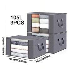 105L Large Storage Bag, Under Bed Storage Container, Closet Organizer Box, Foldable Under Bed Storage Bag For Linen, Sheets, Blankets, Clothes, Quilts, Sweaters, Pillows, Wrapping Paper, Grey, 6pcs Clothes Storage Box Foldable Closet Organizer With Reinforced Handles, Can Hold Clothes, Blankets, Quilts, Sheets, Pillows And Toys With Lid, Foldable Blanket Storage Bag With Zipper, Transparent Window And Reinforced Handles, Closet And Organizing Clothes, Sweaters, Quilts, Bedding - View 13