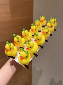 5/10/20pcs Cute Soft Plush Yellow Duck Hair Clips, Cartoon 3D Hair Accessories, Suitable For Girls, Hair Clips, Hair Pins, Head Accessories - Multicolor - View 5
