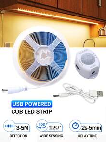 شريط إضاءة LED COB بمستشعر حركة PIR، يعمل بالطاقة عبر USB، مفتاح تلقائي للخزائن والدواليب، مسافة استشعار 3-5م، زاوية استشعار واسعة 120°، وقت تأخير قابل للتعديل، أبيض دافئ/أبيض طبيعي/أبيض بارد - مفتاح استشعار الحركة بالأشعة تحت الحمراء - مشاهدة 2