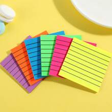 6packs/7packs/12packs Multi-Color Transparent Waterproof PET Lined Blank Self-Adhesive Sticky Note Set, Fluorescent Regular Color Series With Grid Pattern Memo Pads, Office Study Daily Recording, Document Marking Stationery Supplies School Supplies - one-size - View 16