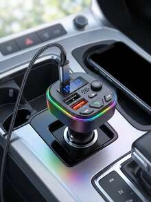 XF.Meraki 藍牙車充，RGB 氛圍燈，3 埠快充，USB-C 充電器，內建麥克風，適用音樂/通話/導航，藍牙 5.3 自動重連，雙藍牙/USB 模式，汽車配件 - FM藍牙發射器 - 查看 10