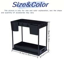 1/2 piezas Estante de almacenamiento de plástico de doble capa, organizador de encimera de cocina, estante de gabinete multifuncional para fregadero, soporte para especias y condimentos, estante de baño, estante de almacenamiento de cocina, adecuado para el hogar y restaurantes comerciales - Negro - Ver 15
