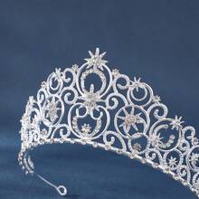 Rhinestone Star Princess Crown Bridal Wedding Headpiece Birthday Party Graduation Prom Beauty Pageant Tiara - Multicolor - View 8