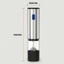Electric Salt And Pepper Mill Set, One-Touch Operated Spice Grinder, Rechargeable Reusable Seasoning Container With Stainless Steel Housing, Adjustable Grind Coarseness, Ideal For Home, Kitchen And Party Use - Black - View 2