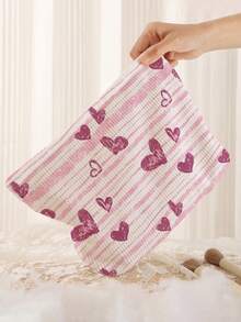 1pc Portable Cosmetic Storage Bag Heart Pattern Double-Sided Print Travel Zipper Makeup Bag Multi-Function Toiletry Organizer - Multicolor - View 6