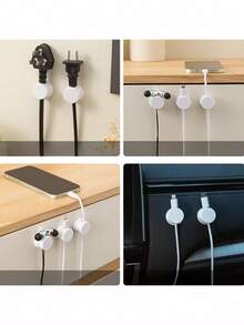 1 pieza Organizador de cables magnético giratorio, clip de cable antideslizante, soporte de cable de carga de teléfono de escritorio, herramienta práctica de gestión de cables para el hogar, gancho multifunción, almacenamiento de escritorio, organización de oficina en casa, organizador minimalista, diseño compacto, agarre antideslizante, escritorio - Multicolor - Ver 5